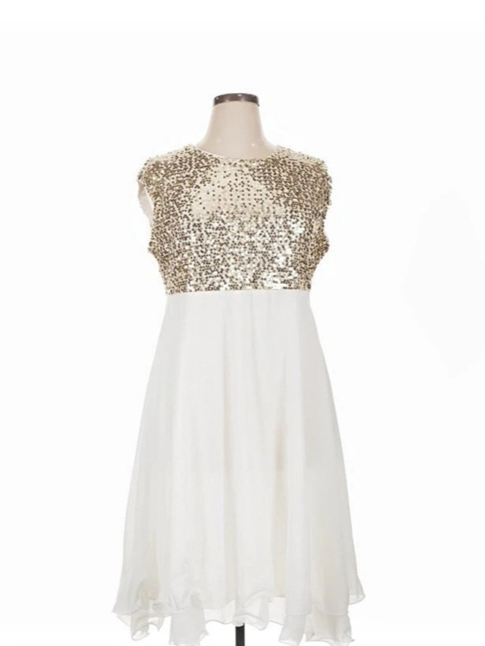 Nextmia Sequin Midi Dress in White & Gold Size 18 NWT